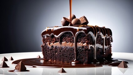 Obraz premium Decadent Chocolate Cake Drizzled