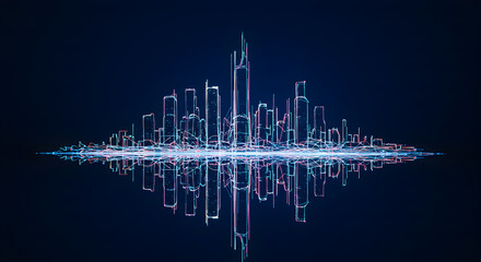 Naklejka premium Digital Skyline Displaying Urban Progress and Technological Advancement