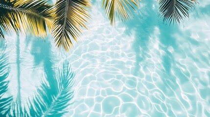 Palm trees above turquoise pool