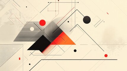 Abstract Geometric Shapes with Contrasting Colors and Lines