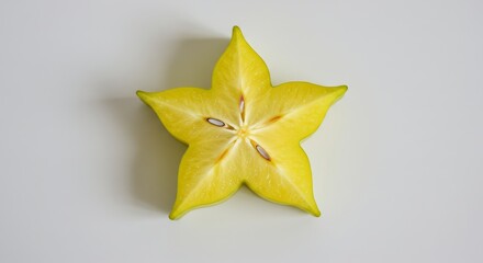 Fototapeta premium Star Fruit Slice on White Background Exotic Fruit Food