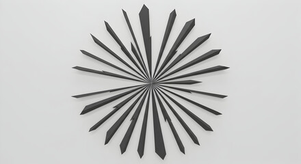 Obraz premium Dynamic Black Rays Radiating From Central Point on White Canvas Backdrop