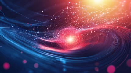 Obraz premium Vibrant Cosmic Swirl with Bright Central Light and Sparkling Elements