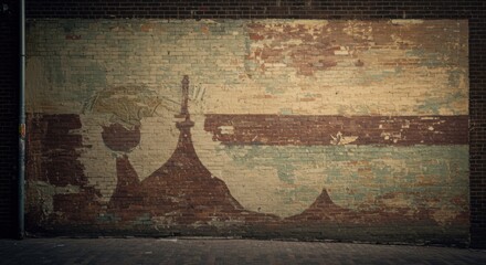 Fototapeta premium Weathered wall mural artistic silhouette composition for design projects