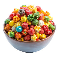 Delicious Colorful Candy Popcorn in a Bowl