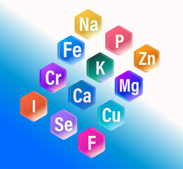 Set of microelements (minerals) useful for human health