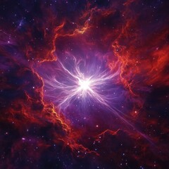 Cosmic explosion in a nebula. Vivid colors and swirling patterns depict a celestial event