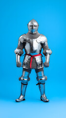 Naklejka premium Medieval knight in shiny metallic armor isolated on background