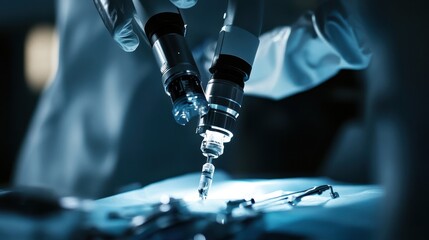 Robotic surgical instruments in use during a minimally invasive procedure.