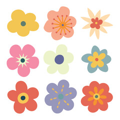 Set of flowers icon, Vintage vector illustration botanical elements design.