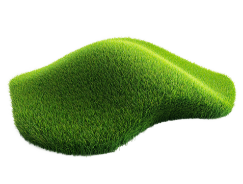 3D illustration of curve green grass isolated on transparent background,green grassy hills for poster banner cover design