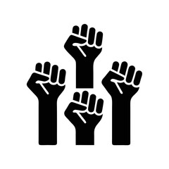 Raised Fists Silhouette Vector