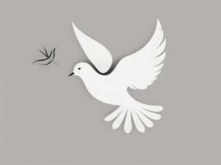 white dove drawn on gray background