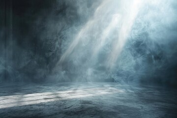 Naklejka premium Abstract background with light beams and fog, empty space for product presentation. Studio room interior design. Background for display of goods