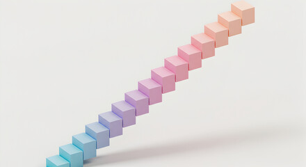 Obraz premium Gradient Pastel Cubes Arranged As Stairs On A White Background