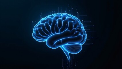 Fototapeta premium a luminous 3D rendering of a human brain, with an emphasis on the power of intelligence and the advancement of technology. The image suggests innovation and the potential of the human mind