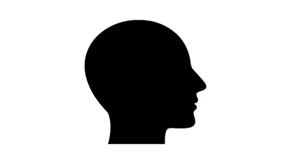 Silhouette of a human head in profile view, black and white vector illustration for design and branding
