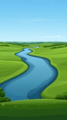 Naklejka premium Serene River Winding Through Lush Landscape of excellence in splendor beyond compare with grace