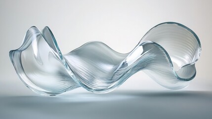 Elegant Glass Sculpture with Fluid Waves and Smooth Curves