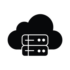 Cloud Storage Glyph Icon Silhouette Vector Illustration