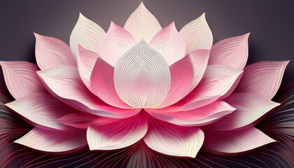 Pink and White Geometric Lotus Flower Design