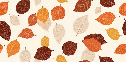 Autumn leaves and acorns seamless pattern background