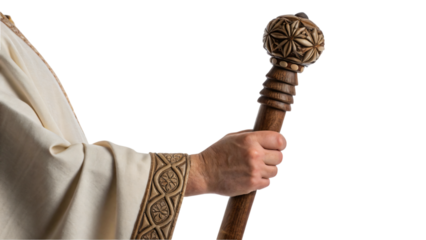 pastor holding holy staff