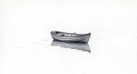 Simple monochrome small boat reflection image