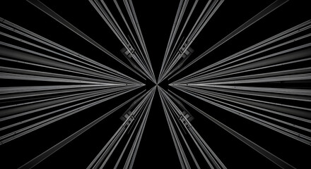 Obraz premium Abstract Convergence Rays On Black Background For Futuristic Design
