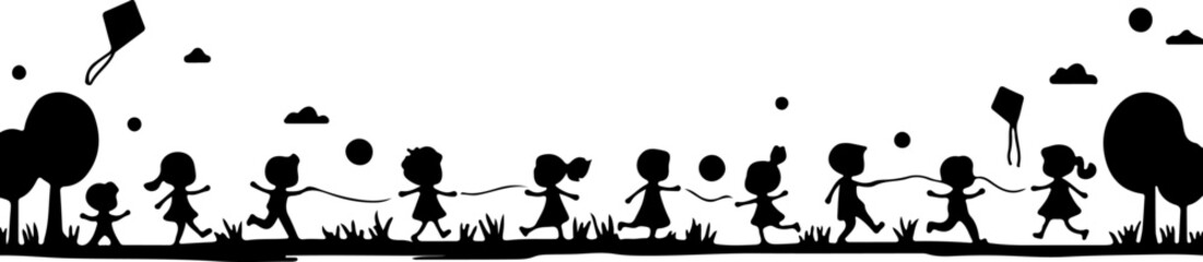 Kids Enjoying Time In Silhouette