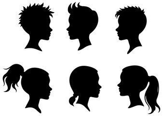 Silhouette Of Boy And Girl Hairstyle