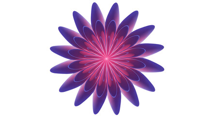 Abstract Floral Illustration With Vibrant Purple Gradient And Glowing Pink Center