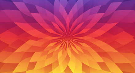 Vibrant Gradient Flower Geometry Art Illustration with Colorful Petals