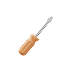 Fototapeta premium 3D Screwdriver Icon – Straight Flathead in Profile