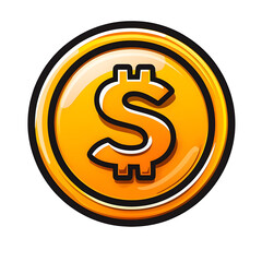 Obraz premium Stylized dollar symbol icon in a bold minimalist flat design with a circular gold shape and contrasting black outline against a pure white background