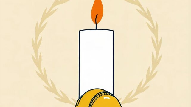 Workers Memorial Day Candle and Helmet Symbolizing Tribute and Remembrance