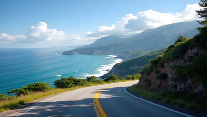 Obraz premium Picturesque coastal drive with panoramic viewpoints