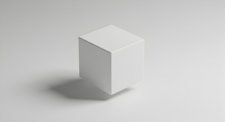 Fototapeta premium Elegant White Cube Floating On Light Gray Background For Graphic Design