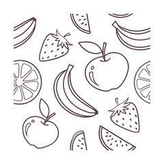 clean line art fruit icons seamless pattern Fashion, Textiles, Home Decor, packaging Design, Graphic Web Design, Stationery Prints, Art Craft, Interior Design, Accessories  Lifestyle Products