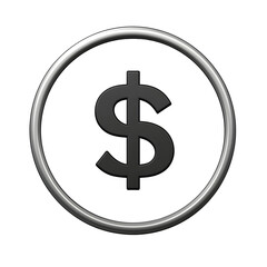 Obraz premium A simple modern silver dollar sign icon centered on a clean white background representing the concept of currency finance and monetary value