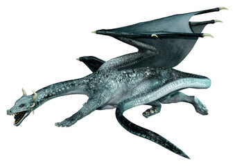 3D Rendering Fairy Tale Dragon on White