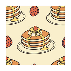 clean pattern of pancakes and syrup Fashion, Textiles, Home Decor, packaging Design, Graphic Web Design, Stationery Prints, Art Craft, Interior Design, Accessories  Lifestyle Products