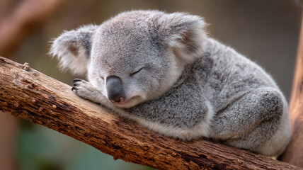 koala sleeping on a tree