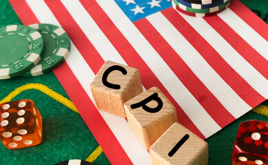 Letter block in word CPI abbreviation of consumer price index