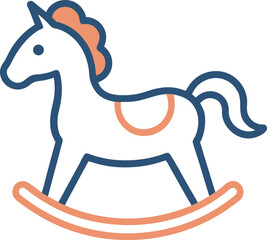 modern line drawing of rocking horse icon.