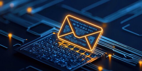 Digital Email Message on a Laptop Keyboard