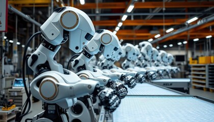 Fototapeta premium Automated robotic arms in a factory