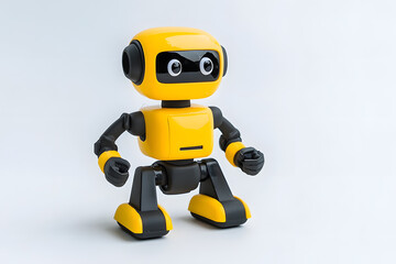 A cute little cartoon toy robot isolated on white