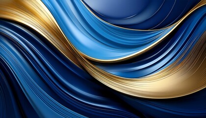 abstract blue and gold waved shapes background