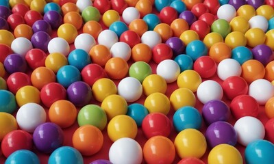 An array of gumballs offering a variety of different colors and flavors
